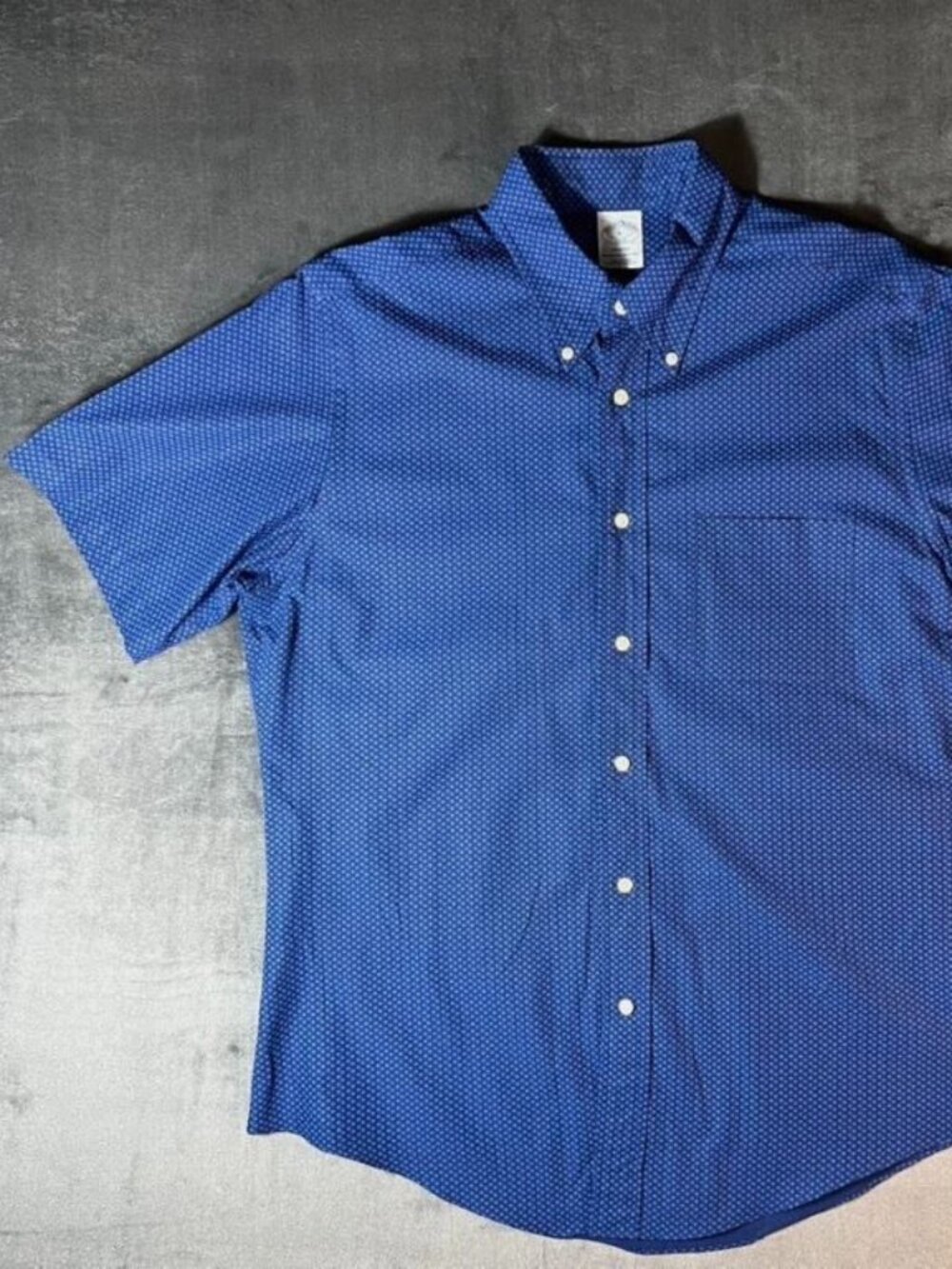 Brooks Brothers 1818 Regent L Blue Short Sleeve Button Down Shirt 100% Cotton